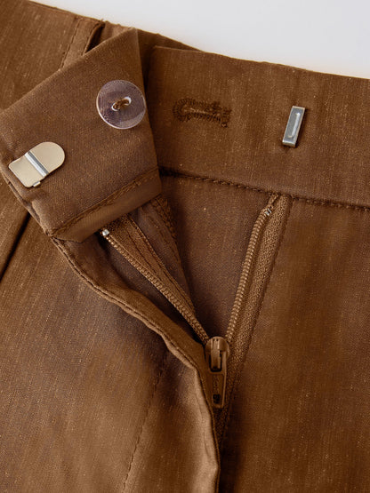 Cropped Wide Leg Pants in Wrinkle Resistant Linen Lyocell Blend Fabric