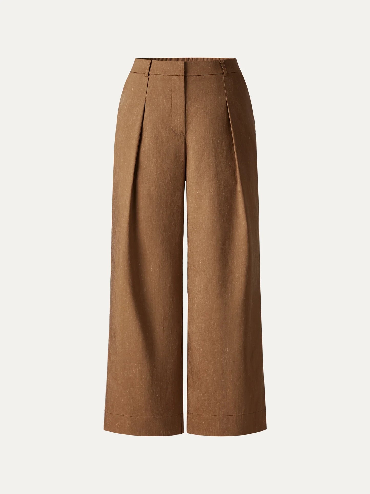 Cropped Wide Leg Pants in Wrinkle Resistant Linen Lyocell Blend Fabric