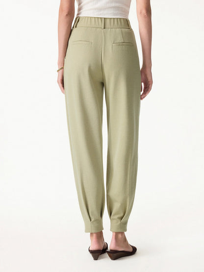Tapered Pants in Stretch Linen Look Twill Fabric