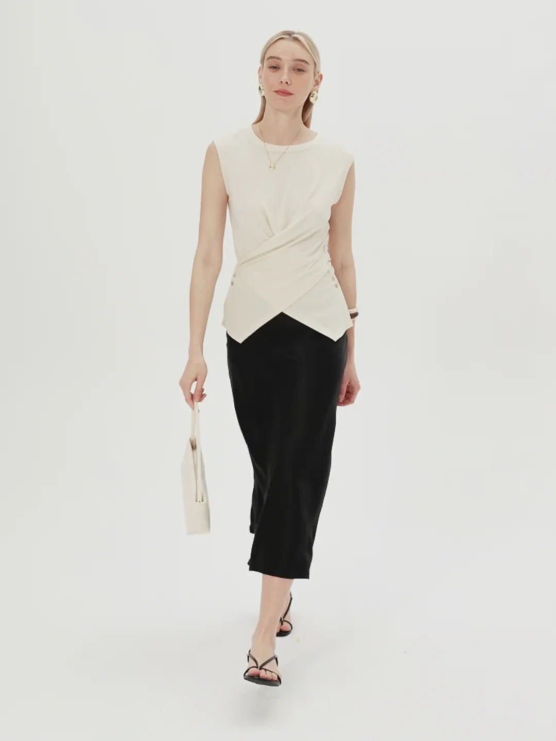 Summer Linen Crossover Top with Tencel Blend Fabric