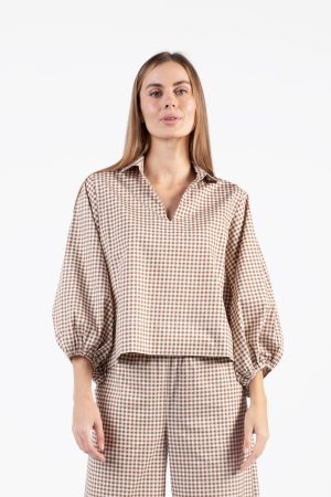 BeautifullyStrong Take Pause Top - Gingham Tudor Brown
