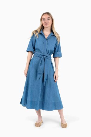 BeautifullyStrong Weekender Belted Caftan - Chambray